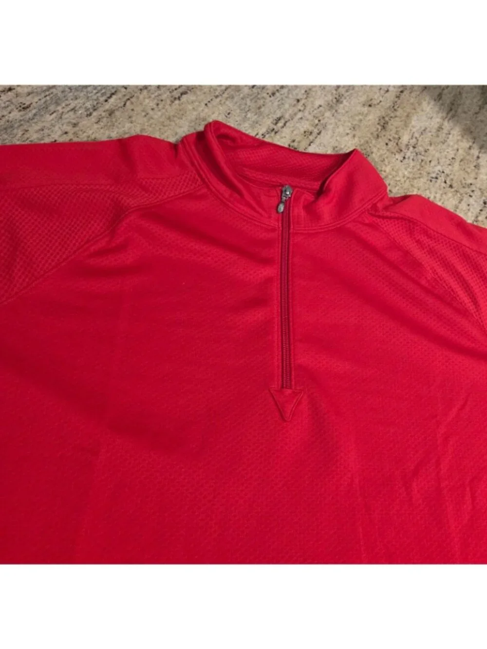 Lands' End Red Quarter Zip Pullover Men's XL Textured Waffle Jacket Top